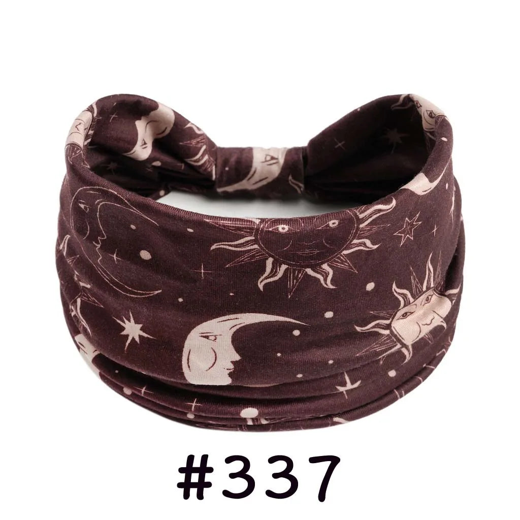Boho Headbands for Women - Knotted Wide Stretch Turban Wrap