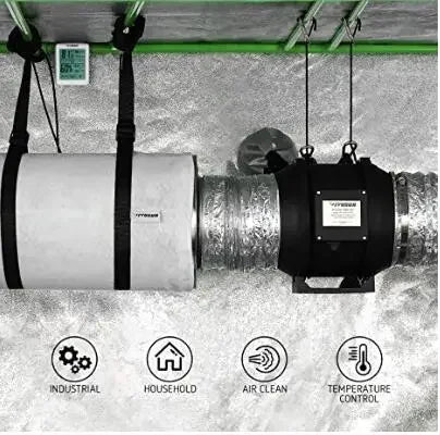 4" 118 CFM Inline Fan & Carbon Filter Kit - Tent Ventilation