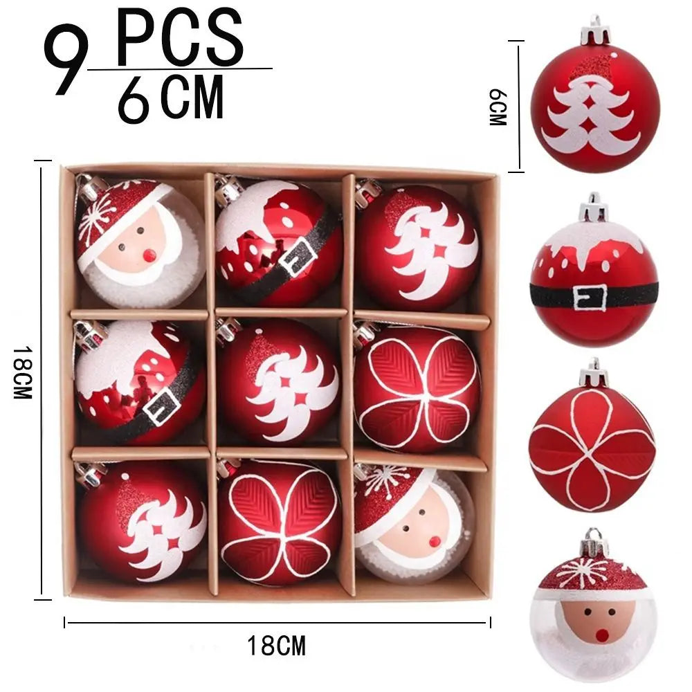 9-Piece 6cm Christmas Ball Ornaments - Shatterproof Baubles