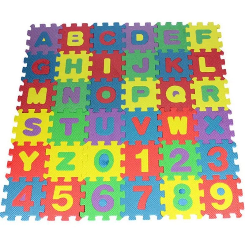 36-Piece Mini Children’s Foam Mats - Letters & Numbers Puzzle
