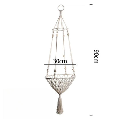 Boho Cat Hammock - Hand Woven Cotton Rope Hanging Swing Bed