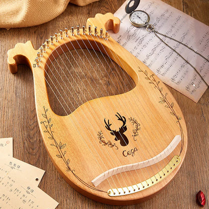 16 String Lyre Harp Mahogany Wood | Ancient Style String Instrument