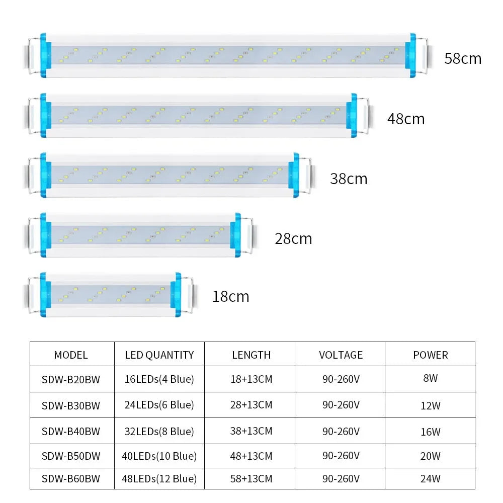 Super Slim LED Aquarium Light | Extensible Waterproof Plant Tank Lamp