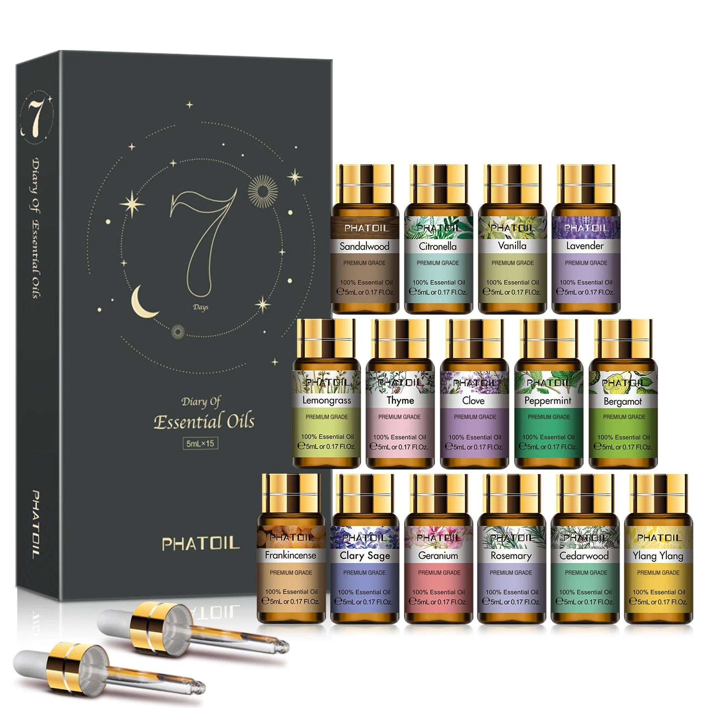 15pc Essential Oils Gift Set | 5ml Aroma Oils for Diffuser & Candles