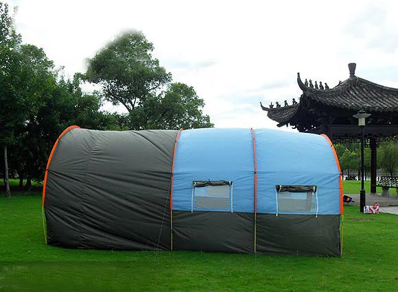 10-Person Family Tunnel Camping Tent - Waterproof Canvas