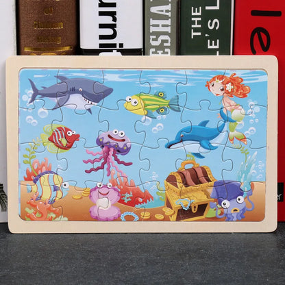 24-Piece Wooden Jigsaw Puzzles - Kids Cartoon Animal Designs