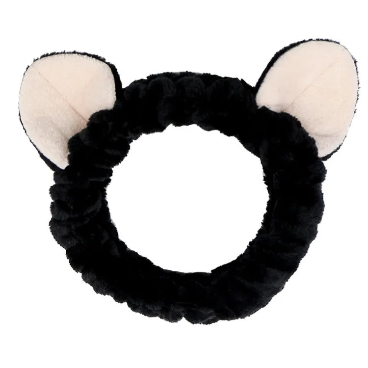 Rabbit Ear Face Wash Headband - Soft Elastic Makeup Hairband