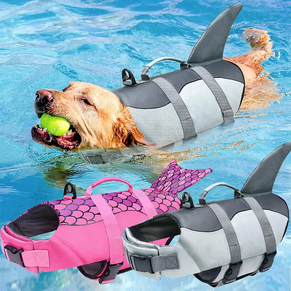 Shark Dog Life Jacket | High Buoyancy Swimming Safety Vest + Handle