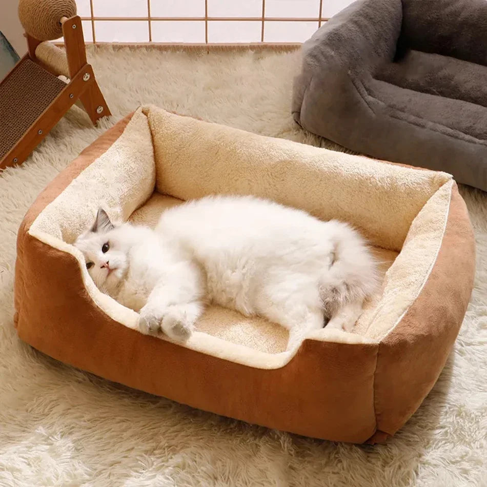 Bed for Cats | Soft Plush Pet Cushion Kitten House Basket Supply Set