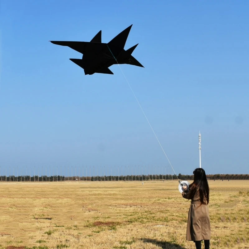 Fighter Aircraft Kite for Kids - Large 1.5m Wingspan & 100m Line
