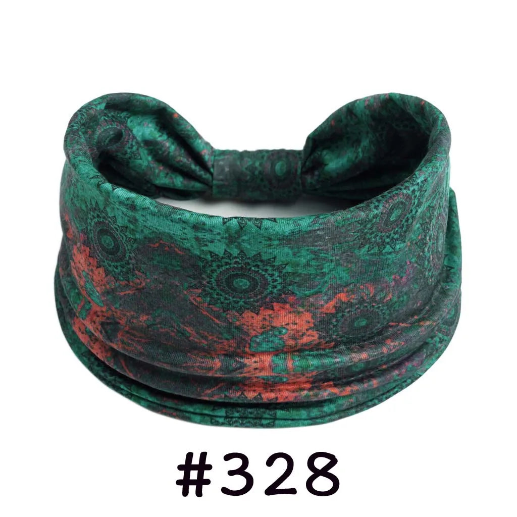 Boho Headbands for Women - Knotted Wide Stretch Turban Wrap