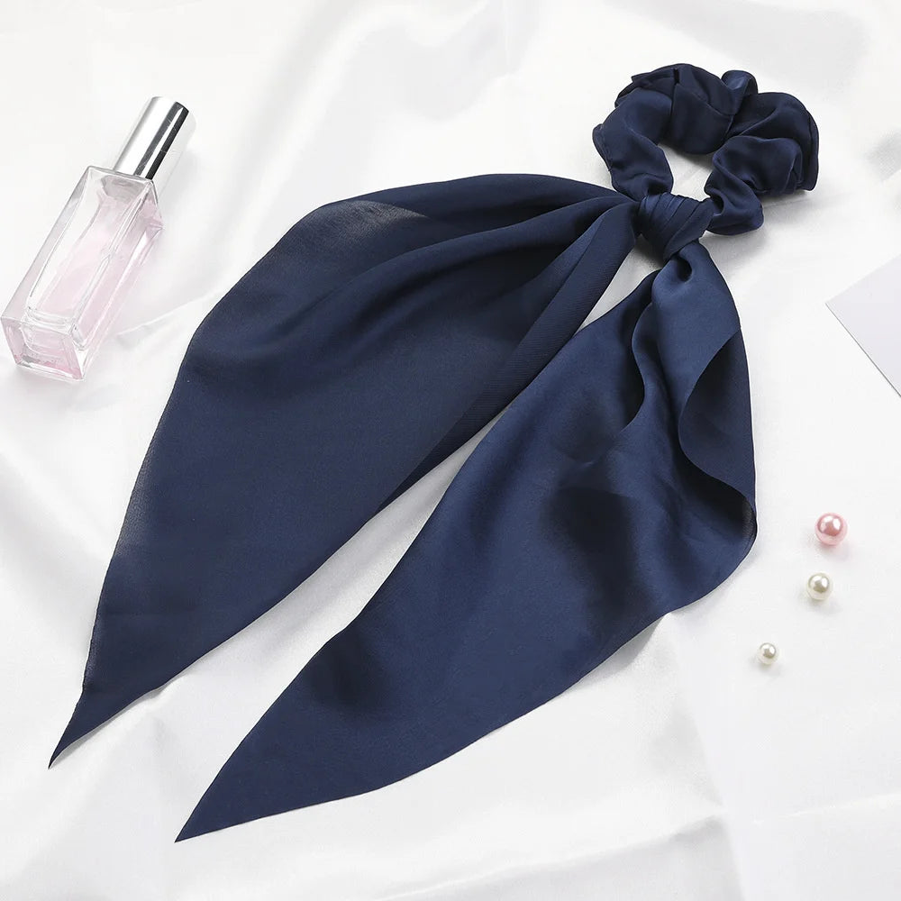 Scarf Pony Tail Scrunchie | Long Ribbon Bow Elastic Hair Tie
