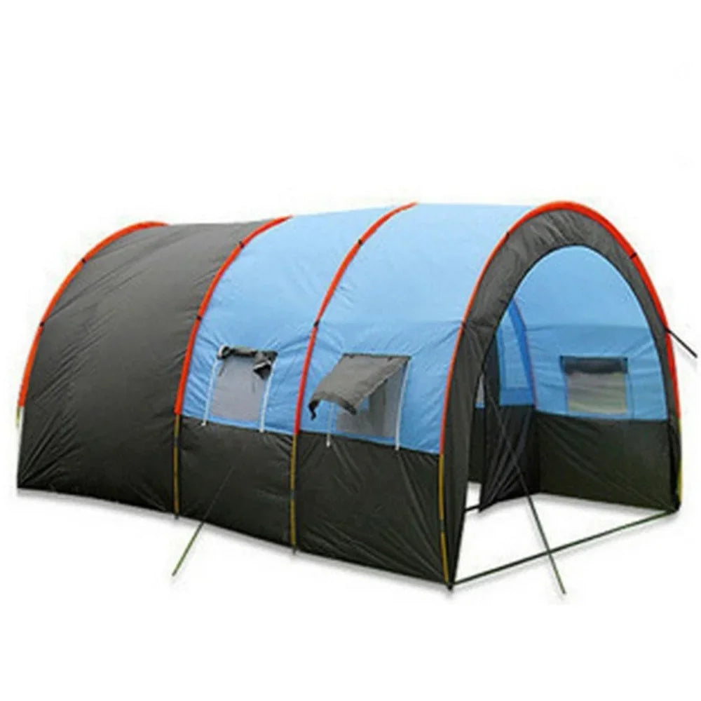 10-Person Family Tunnel Camping Tent - Waterproof Canvas