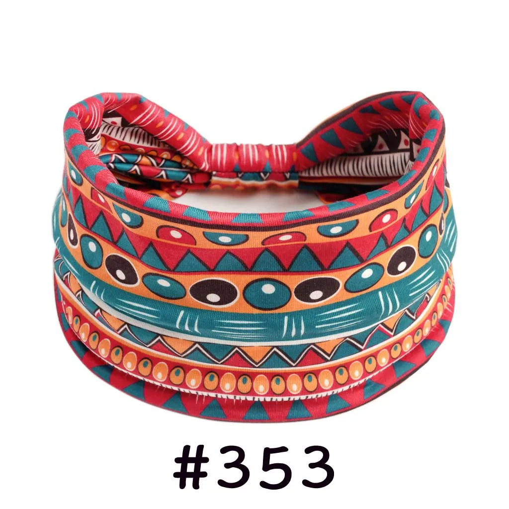 Boho Headbands for Women - Knotted Wide Stretch Turban Wrap