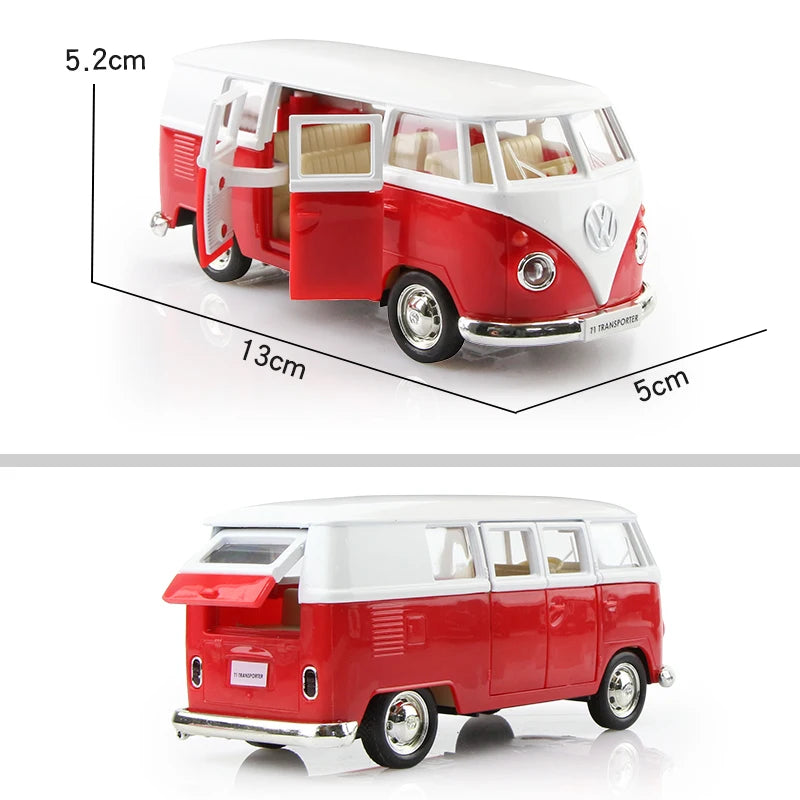 VW T1 Transporter Bus 1:36 Alloy Model | Retro Pull Back Toy Car