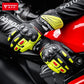 Leather Motorcycle Racing Gloves | Carbon Fiber Armor Gauntlets