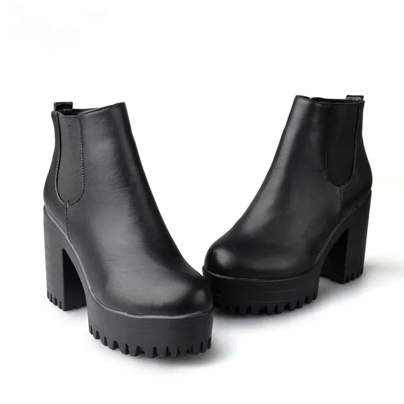 Women's Block Heel Ankle Boots | Velvet Lined Winter Fashion Shoes