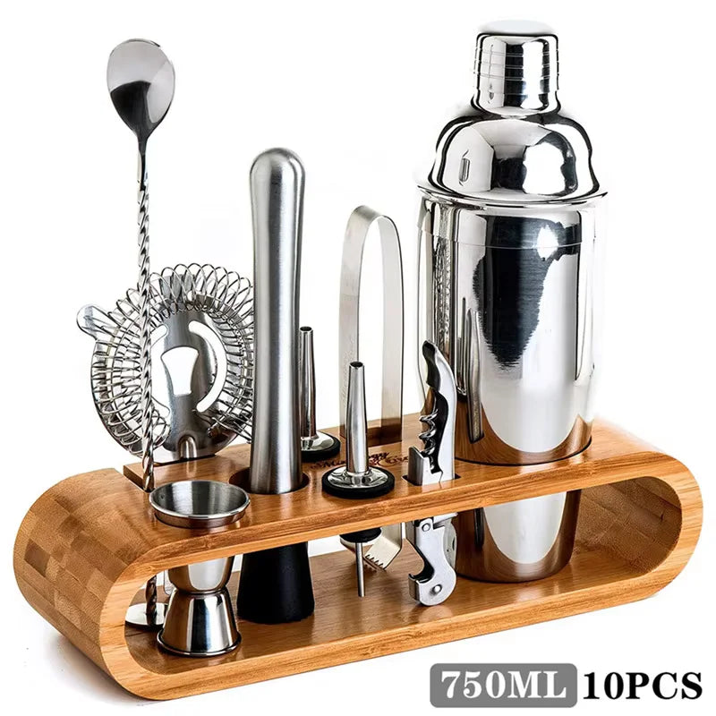 25pc Boston Cocktail Shaker Set | Professional Bartender Kit & Stand