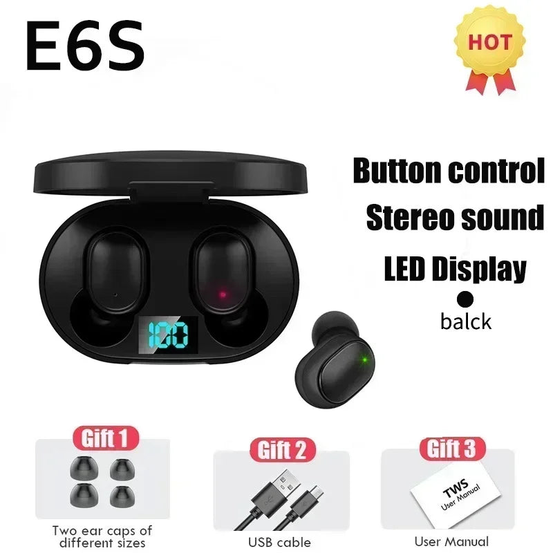E6S Wireless Bluetooth Earphones | Noise Cancelling TWS Sport Buds ID
