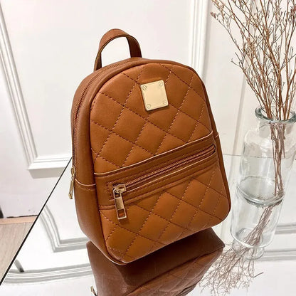 Fashion PU Leather Backpack | Designer Mini School Bag for Women Set