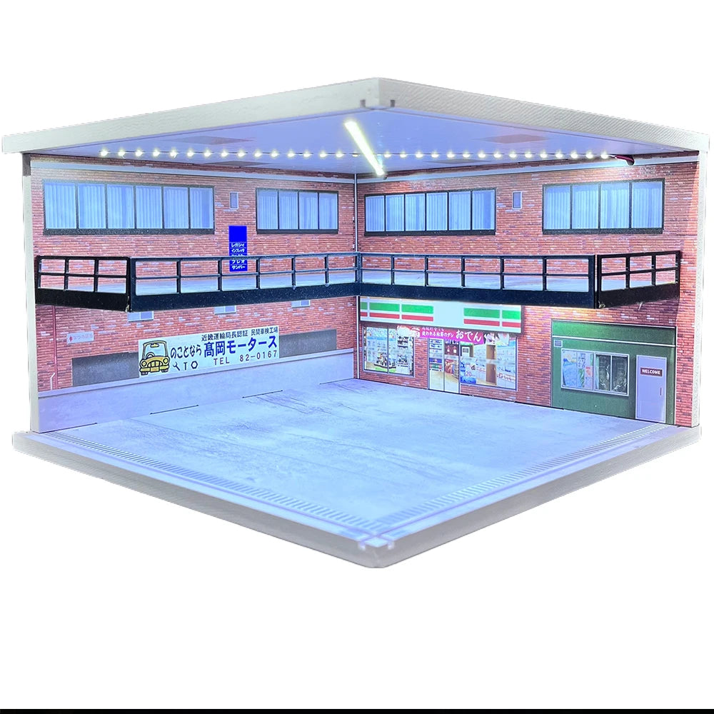 LED Lighted Parking Lot Diorama - Multi-Scale Diecast Display