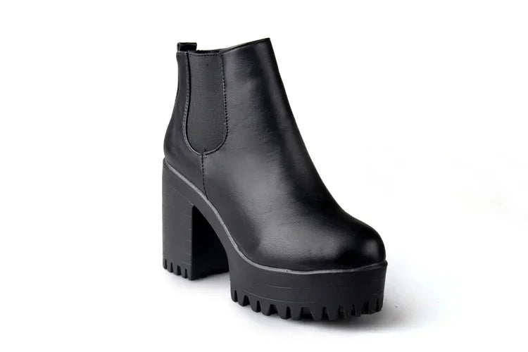 Women's Block Heel Ankle Boots | Velvet Lined Winter Fashion Shoes