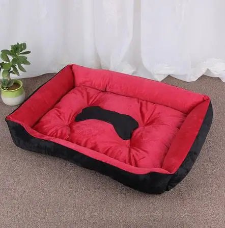Large Dog Bed Warm Square Nest | Plush Pet Kennel Puppy Basket Cushion