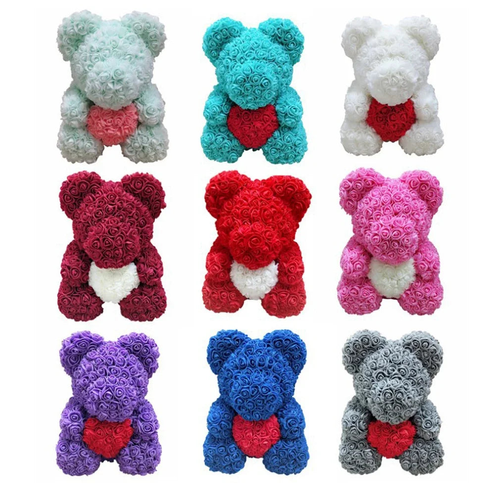 Rose Teddy Bear with Heart | 25cm Everlasting Flower Valentine Gift