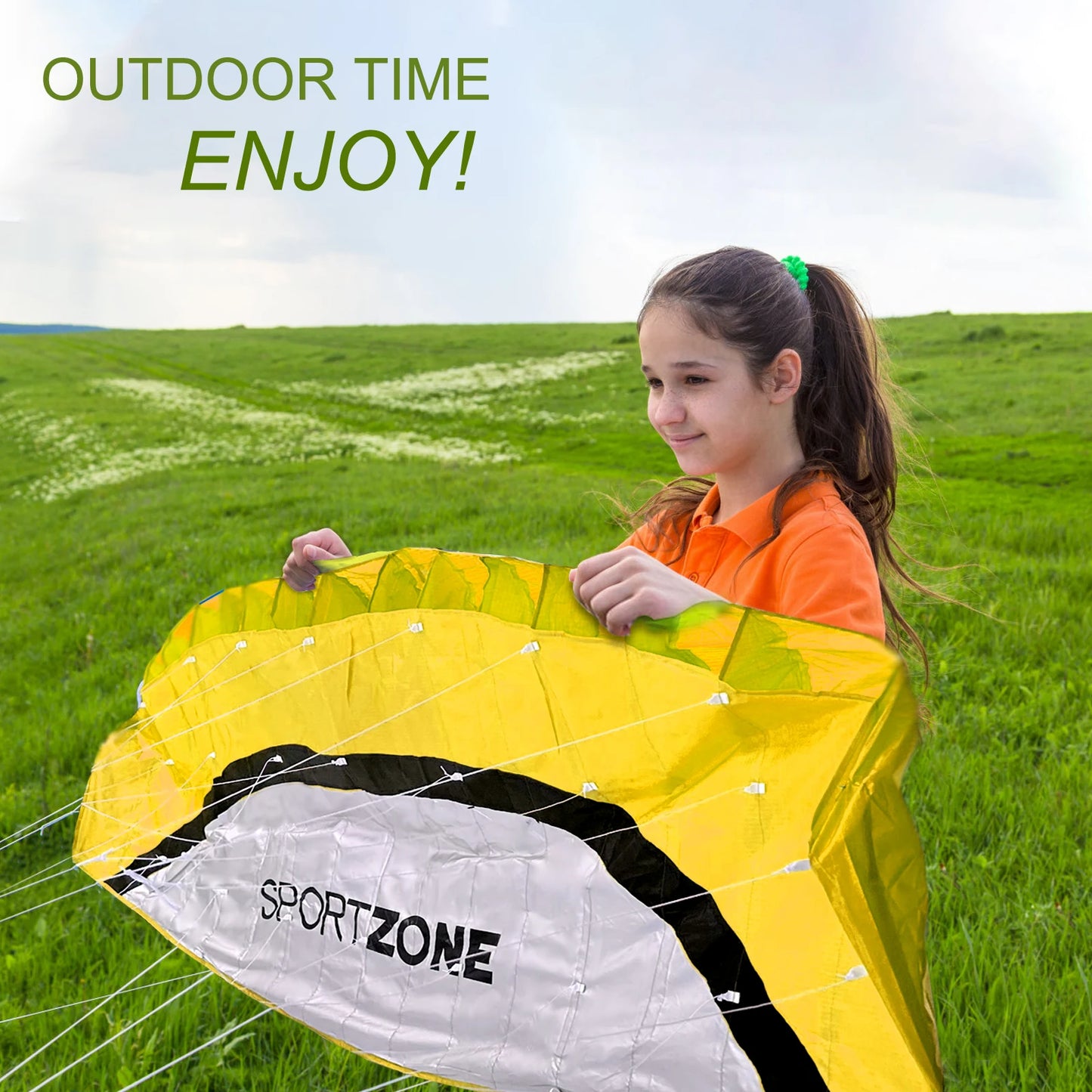 2.5m Yellow Dual Line Parafoil Kite - High-Power Stunt Kite