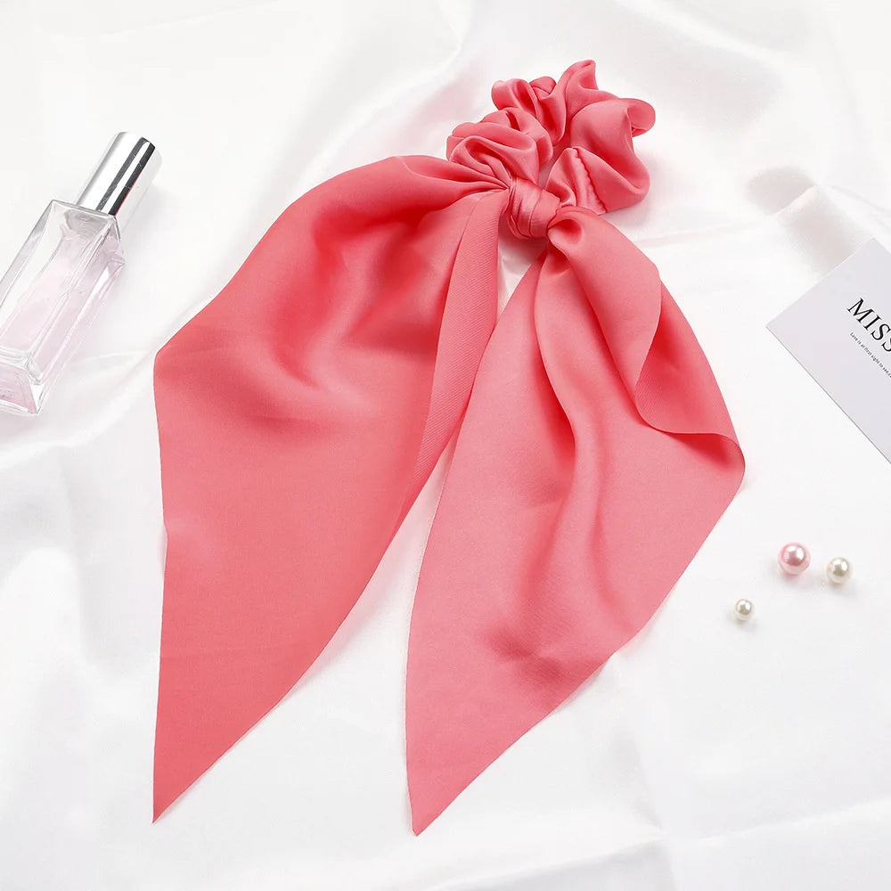 Scarf Pony Tail Scrunchie | Long Ribbon Bow Elastic Hair Tie