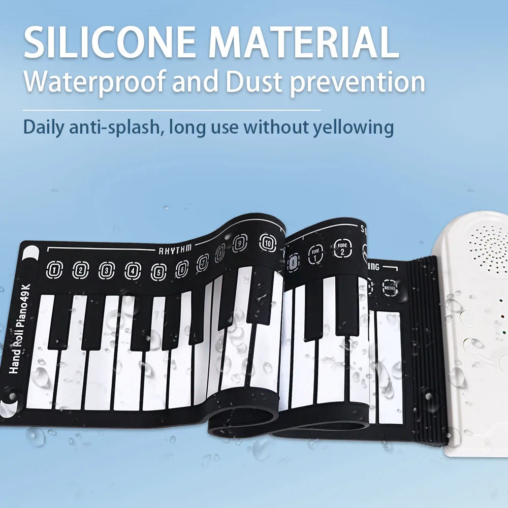 49-Key Roll Up Silicone Piano | Portable Foldable Keyboard for Kids