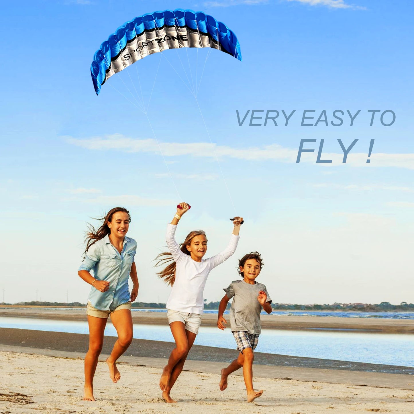 2.5m Dual Line Parafoil Kite - High-Power Stunt Kite, Rainbow