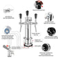 3 Faucet Kegerator Beer Tower | 3" Silver Column Flow Control Taps