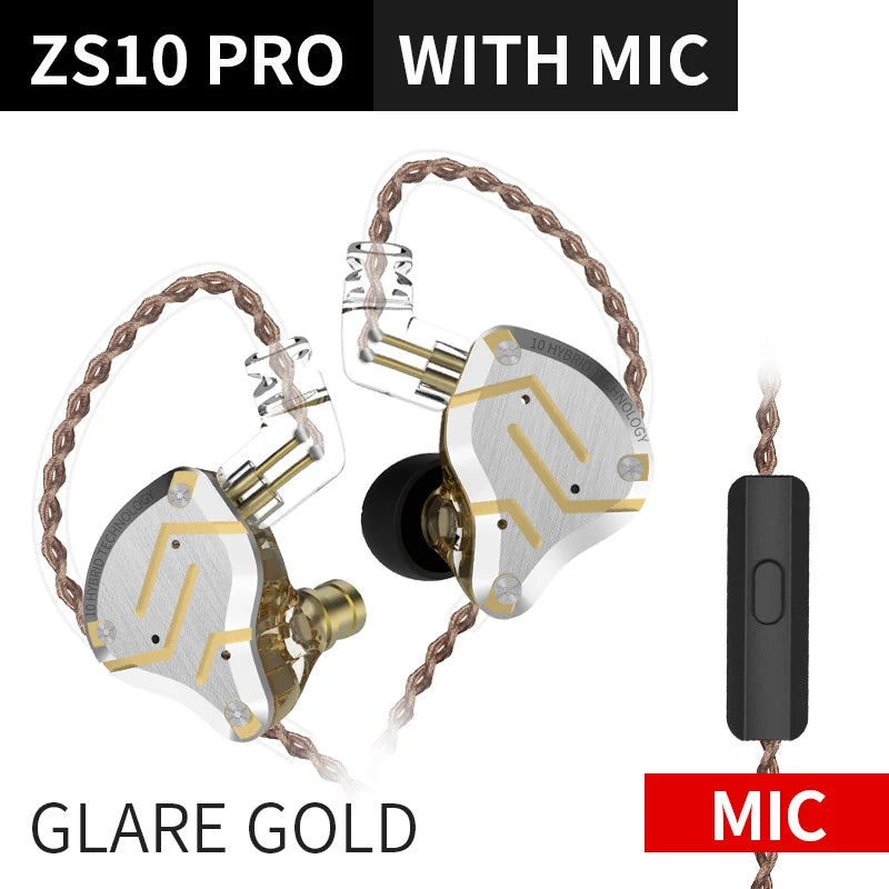 KZ ZS10 Pro 4BA+1DD Hybrid Metal Earphones | 10-Driver HIFI Bass IEM