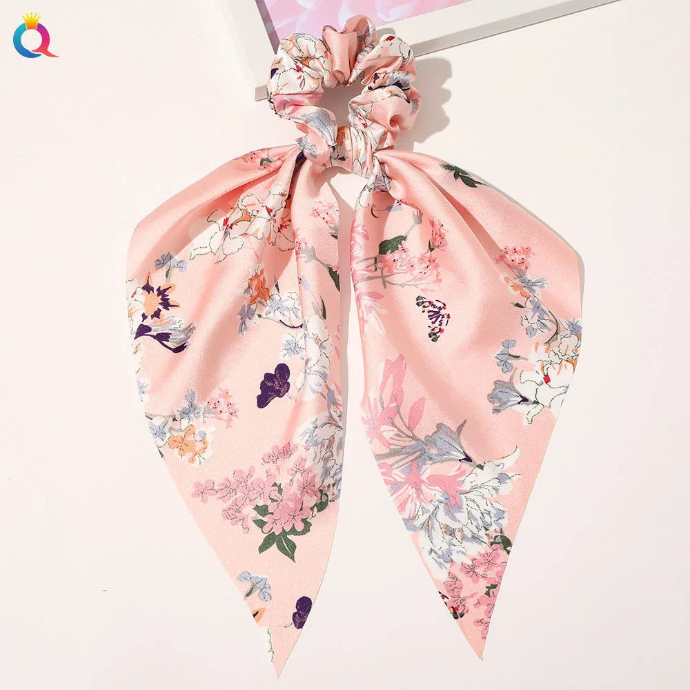 Scarf Pony Tail Scrunchie | Long Ribbon Bow Elastic Hair Tie