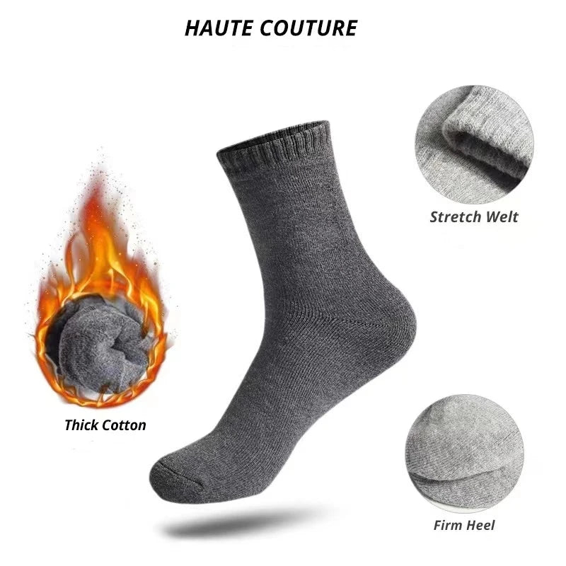 5 Pairs Mens Cotton Business Socks - Thick Warm Winter Socks