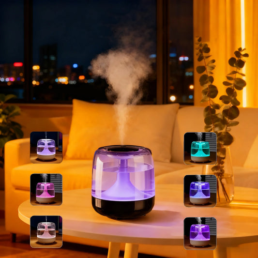 Large Spray Silent Air Humidifier | Transparent Colourful LED Tank Set