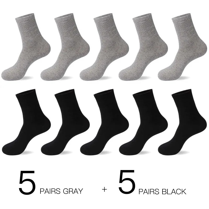 10-Pack Men’s Breathable Cotton Business Socks - Black 6-12