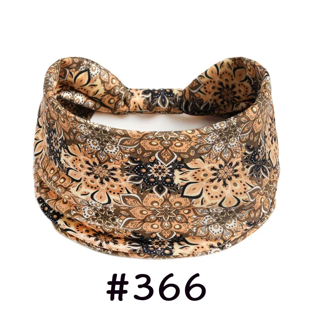 Boho Headbands for Women - Knotted Wide Stretch Turban Wrap