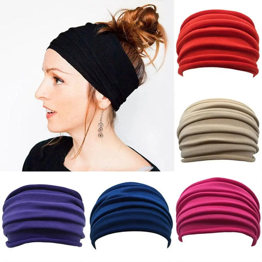 Nonslip Elastic Yoga Headband - Wide Navy Sports Hairband