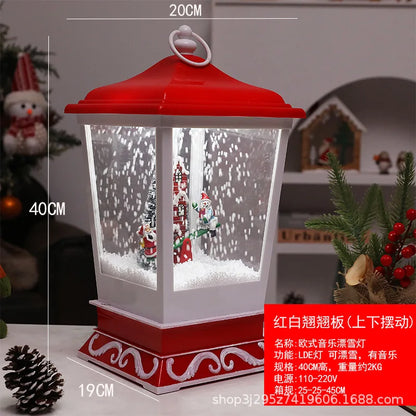 40cm Musical Christmas Snow Lantern - Street Light Ornament