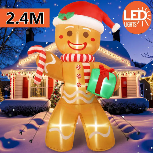 8FT Christmas Inflatable Gingerbread Man | Large LED Yard Decoration
