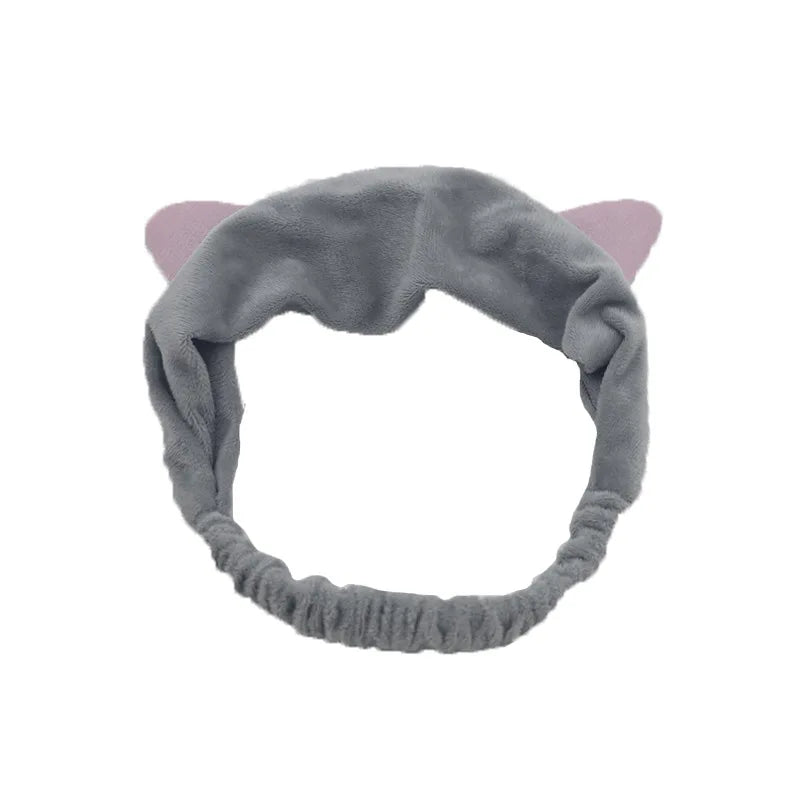 Rabbit Ear Face Wash Headband - Soft Elastic Makeup Hairband