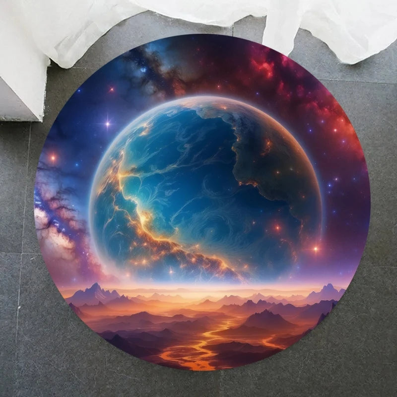Galaxy Round Rug - 40cm Space Starry Universe Carpet