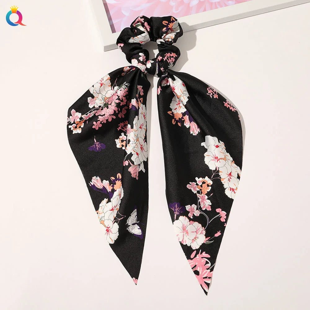 Scarf Pony Tail Scrunchie | Long Ribbon Bow Elastic Hair Tie