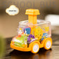 Cartoon Press Gear Car Toy | Inertia Pull-back Transparent Baby Vehicle