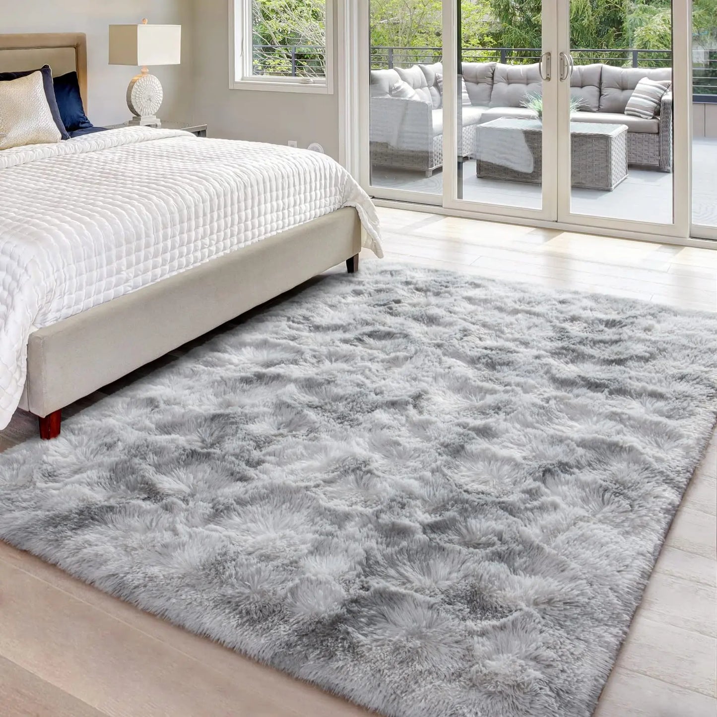 Soft Fluffy Tie-Dye Rug - Modern Plush Shaggy Area Carpet