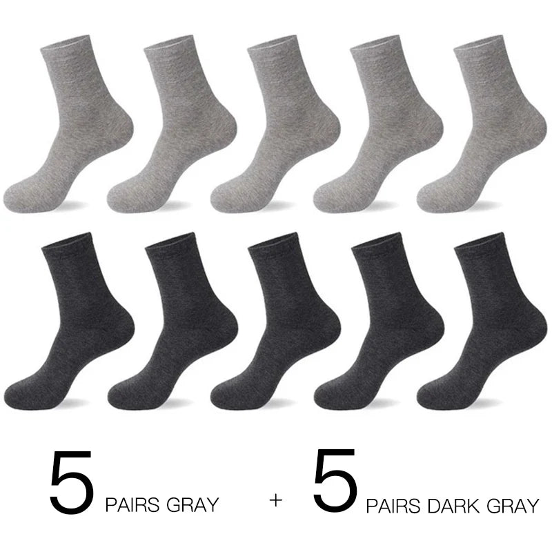 10-Pack Men’s Breathable Cotton Business Socks - Black 6-12