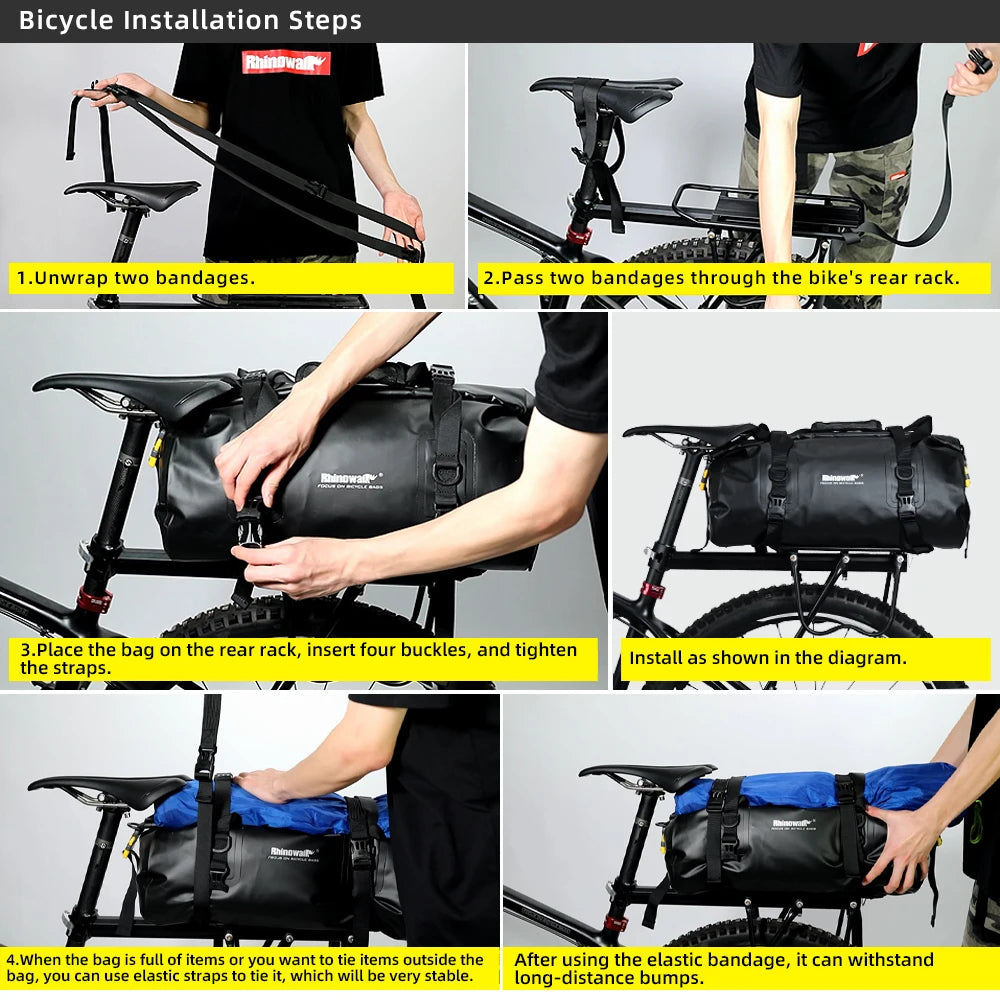 Waterproof Bike Rear Seat Bag | 20L Large Capacity Rack Pannier Pack