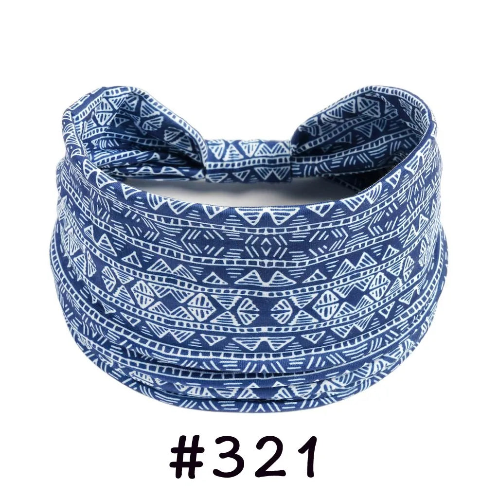 Boho Headbands for Women - Knotted Wide Stretch Turban Wrap